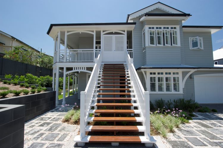 Front Entrance Lead By A Flight Of Stairs To The Front Door Of A Newly Renovated Queenslander By Homes 4 Living